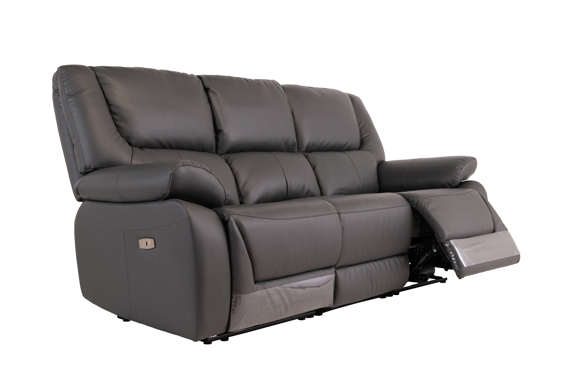 Darah Leather Electric 3 Seater Recliner - Charcoal