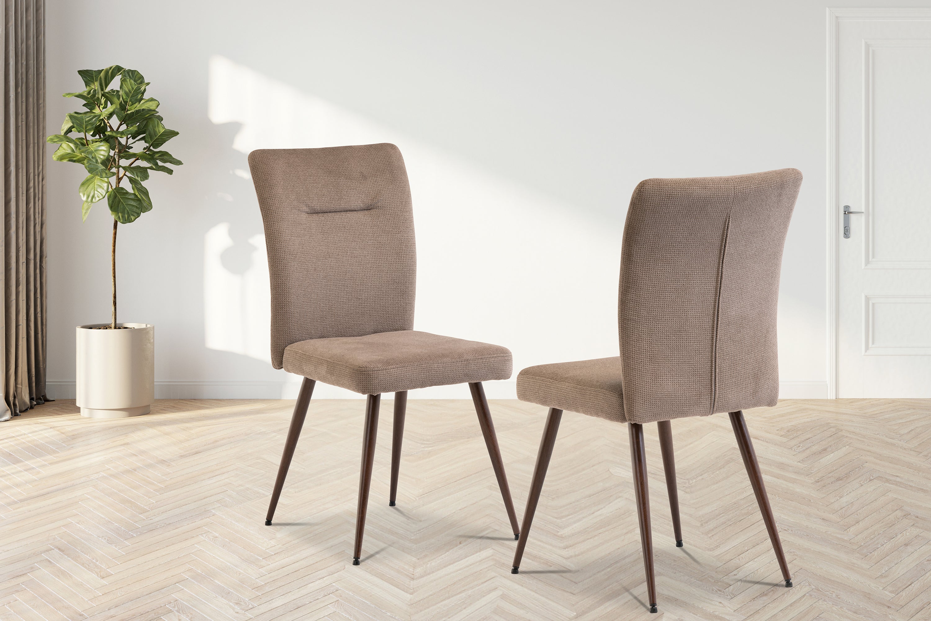 Marina Fabric Dining Chair - Mocha / Wenge Leg (Pairs)