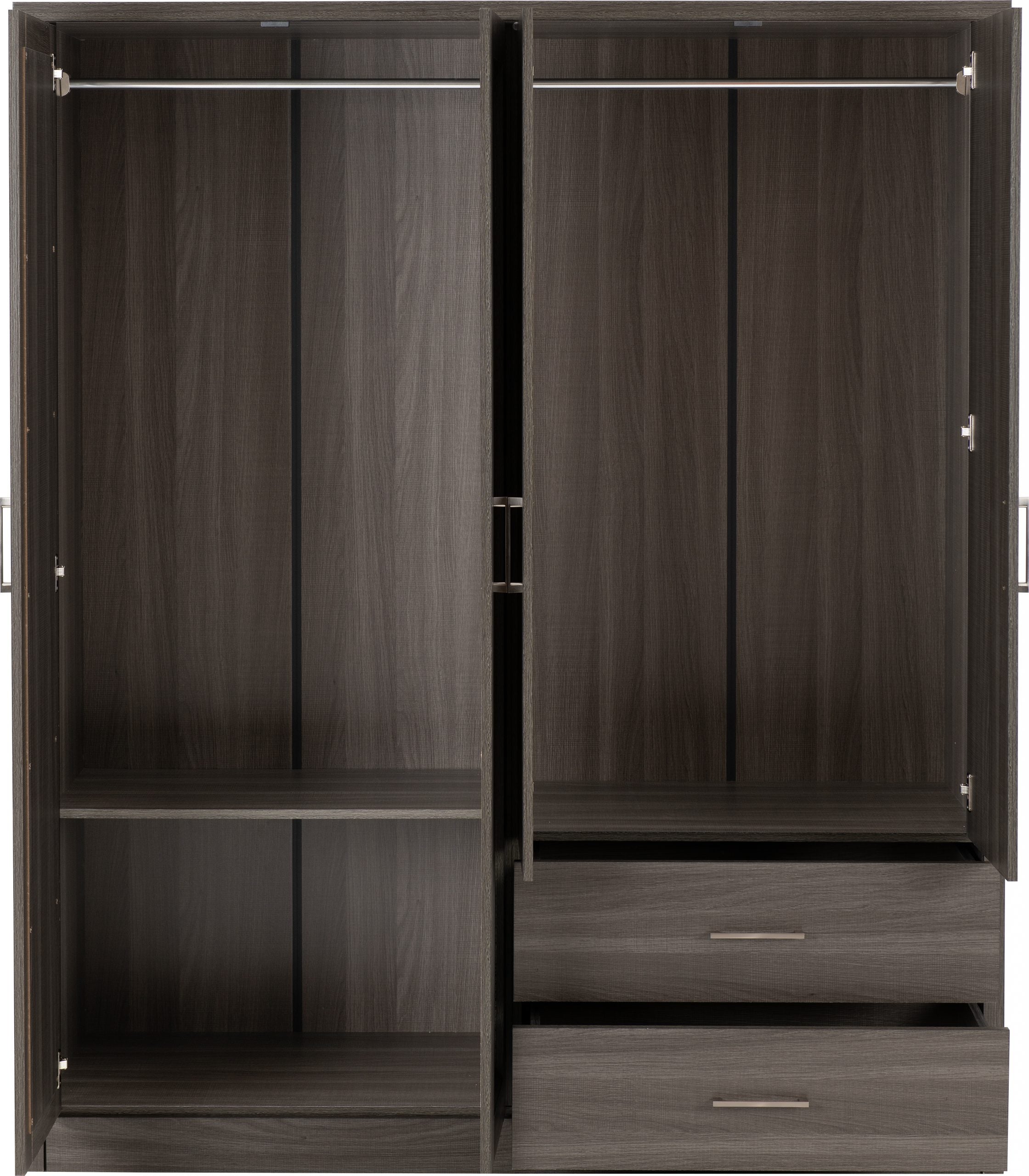 Lisbon 4 Door Wardrobe Black Wood Grain