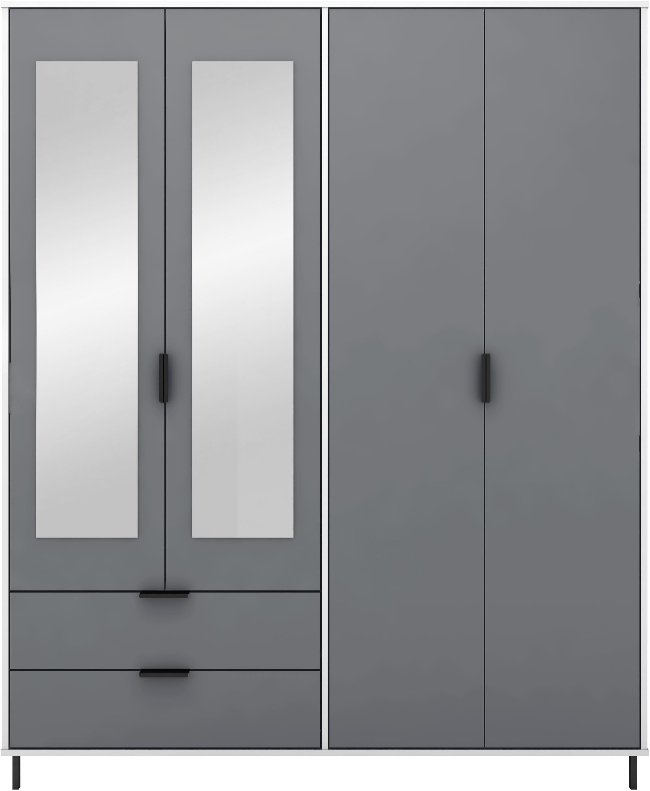 mirrored wardrobe grey