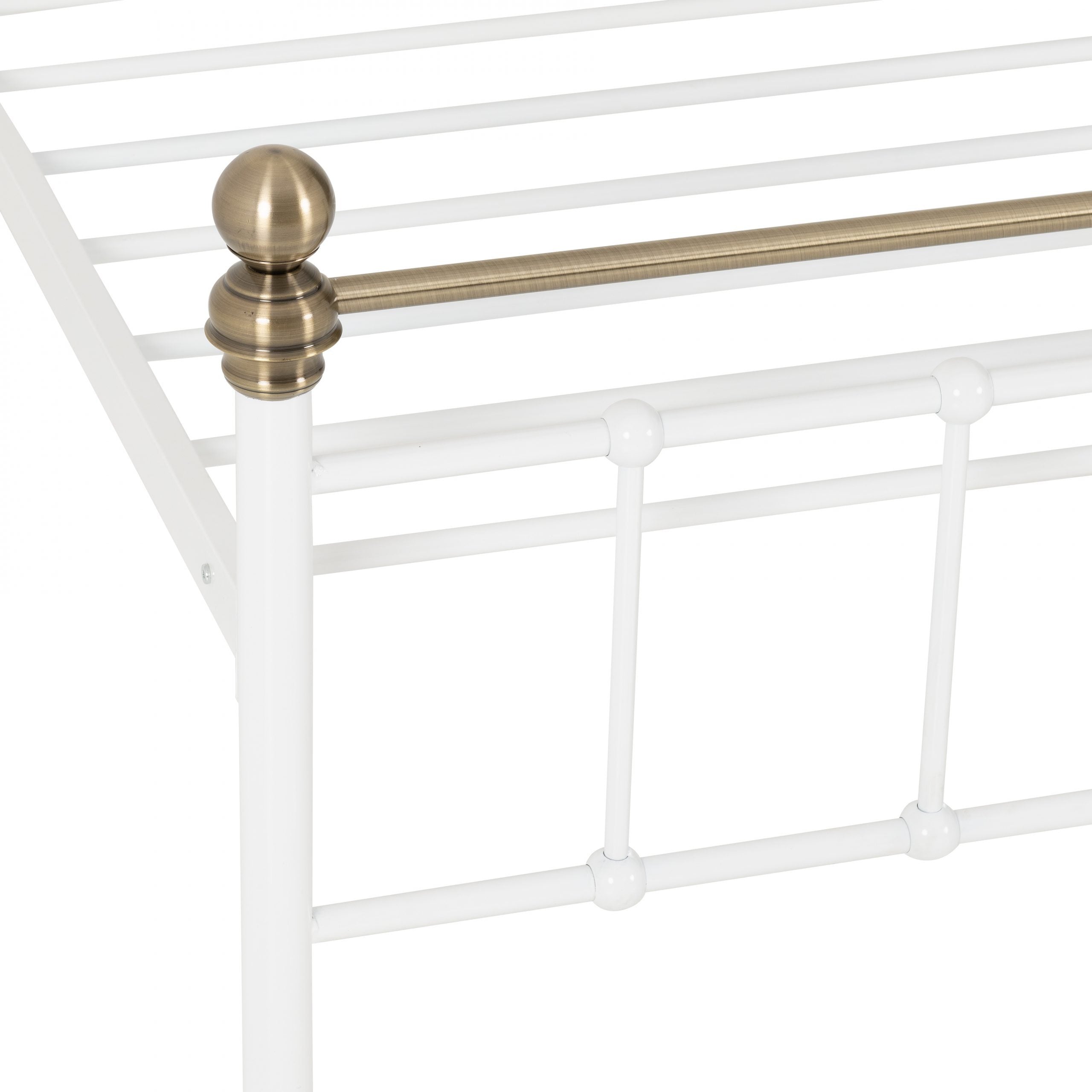 Marlborough 3' Bed White/Antique Brass