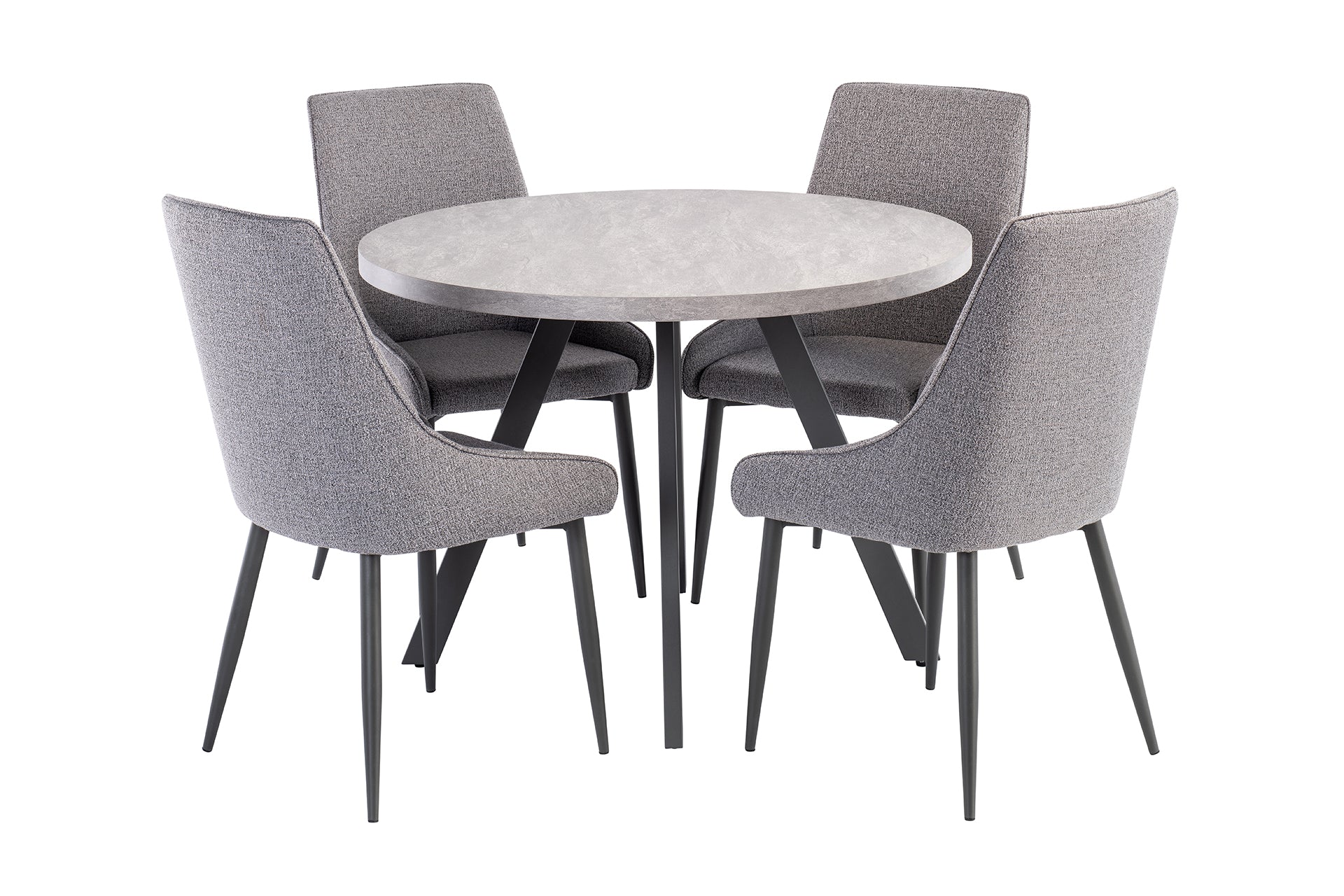 light gray round dining table